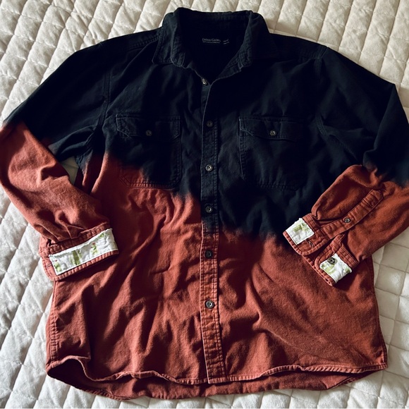 Faded Glory Dip Dye Button Down Shirt w/ Western Cowgirl & Cactus Patches - Picture 5 of 9